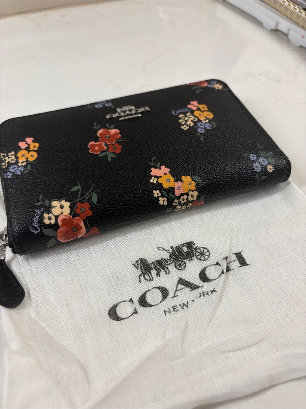 Coach Floral Black Wallet